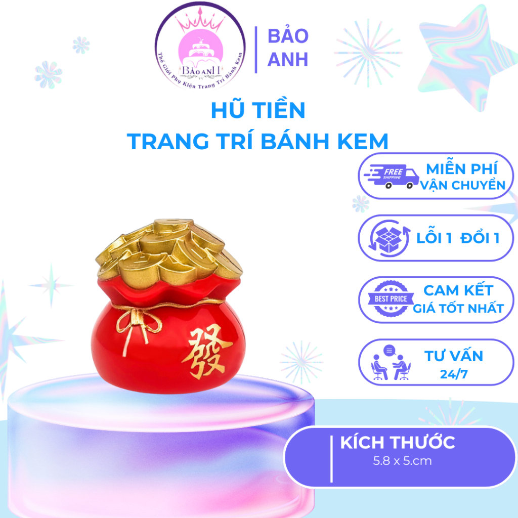 Hũ vàng trang trí bánh kem, hũ vàng trí sinh nhật