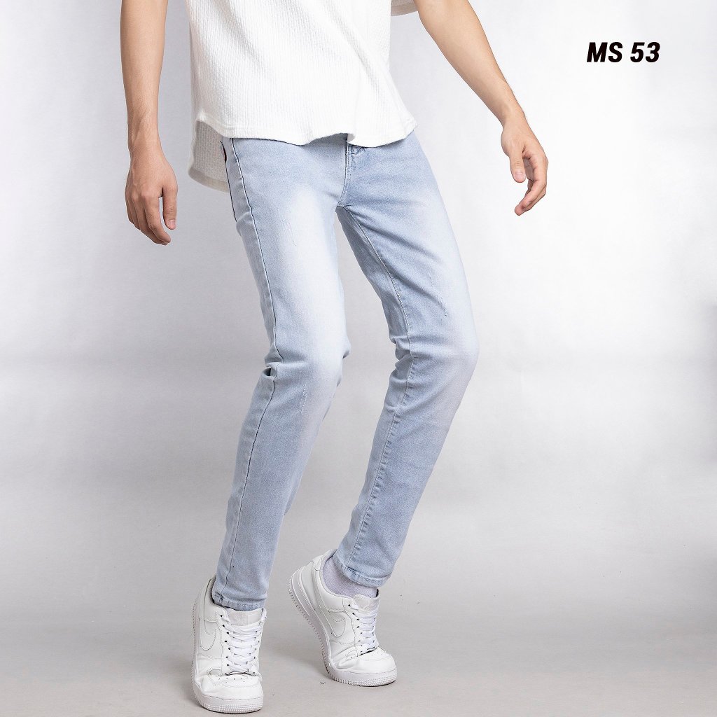 Quần jeans nam boy phố xanh nhạt trơn không rách gối chất bò cao cấp co dãn 4 chiều form skinny HAVADOSHOP C32 mới