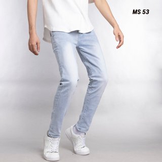 Quần jeans nam boy phố xanh nhạt trơn không rách gối chất bò cao cấp co dãn 4 chiều form skinny HAVADOSHOP C32 mới
