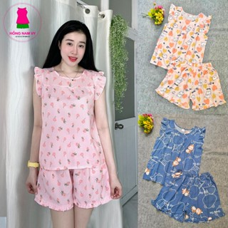 Đồ bộ nữ mặc nhà đùi cánh tiên tole lanh 2 da đẹp mát 48-75kg