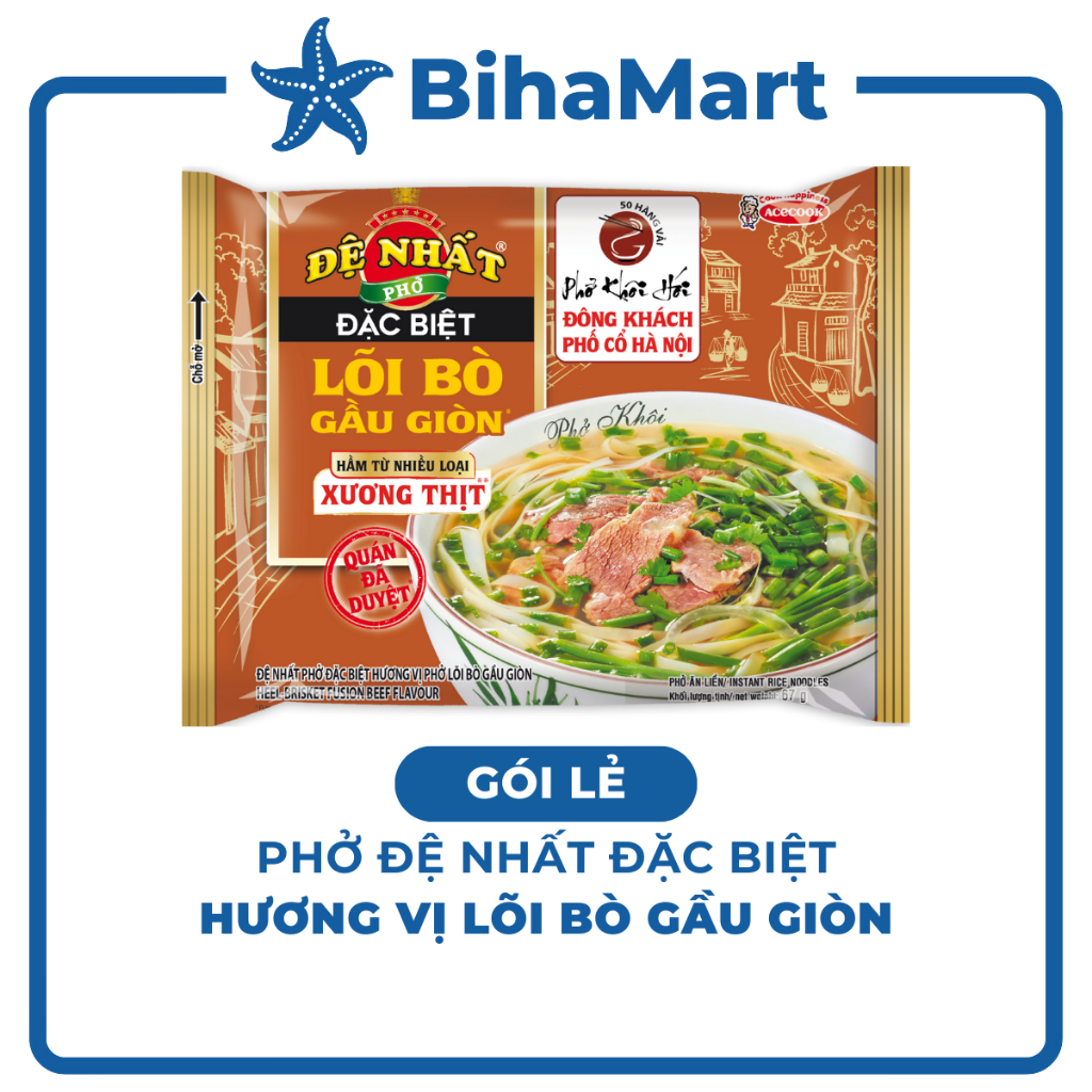 [GÓI LẺ] - ACECOOK - Đệ Nhất phở đặc biệt lõi bò gầu giòn (không thịt), phở bò Đệ Nhất lõi bò gàu gi