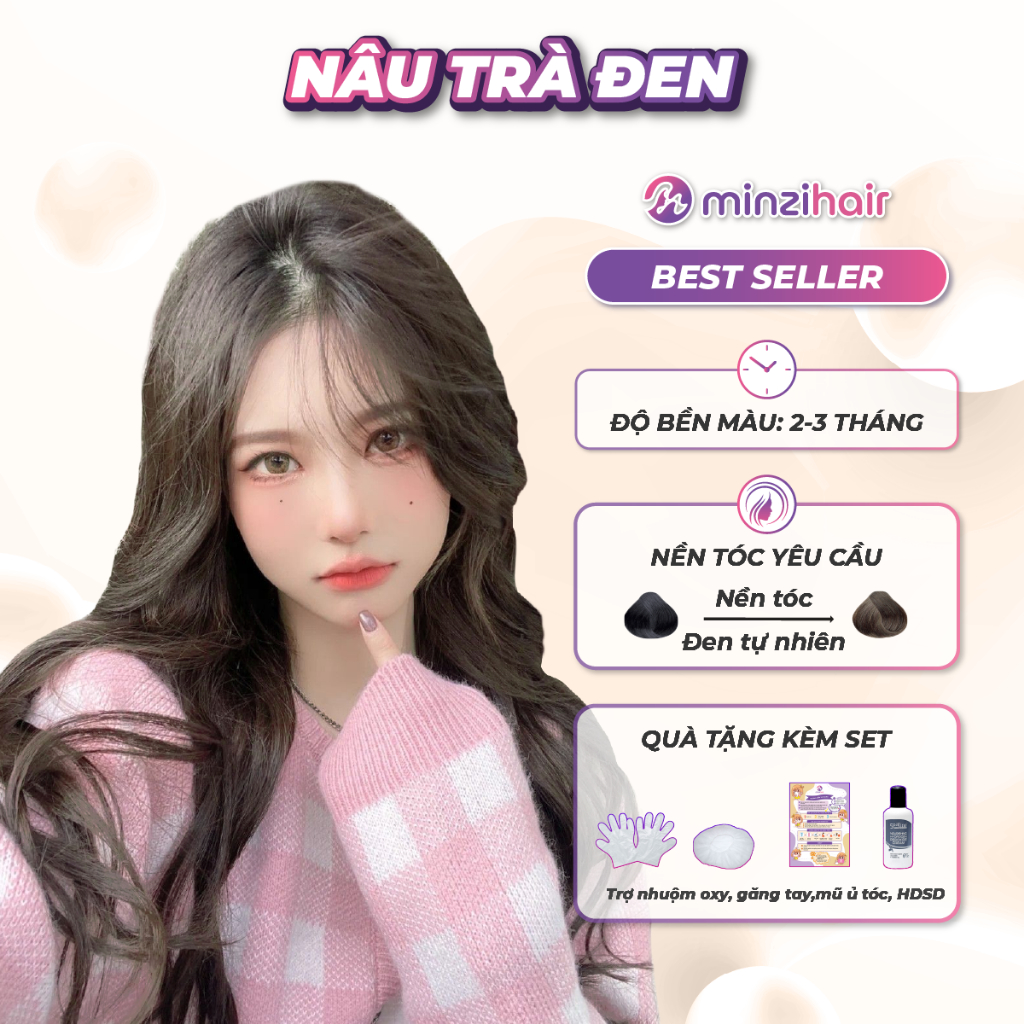  Thuốc Nhuộm Tóc Nâu Trà Đen - Lên Từ Nền Đen Không Cần Tẩy - Minzihair Minzihair HCM 