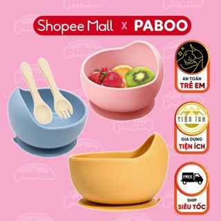 Bát Ăn Dặm Silicon có vành Hình Tròn Chống Đổ, Có Đế Hít Chân Không Chống Trượt An Toàn Cho Bé PABOO