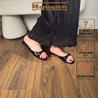 Dép lê nữ gắn nơ thời trang xinh xắn mũi tròn Nguyễn Gia N213