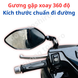 Gương kính gập xoay kiểu xe ab lắp xe máy AB Sirius Dream Wave Vario exciter winner vision chân 10li