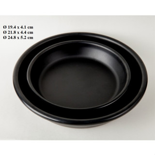 Dĩa tròn sâu dày nhựa Melamine nhám đen cao cấp