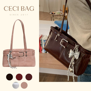 ( Kèm charm nơ ) Túi đeo vai túi xách da nữ cổ điển có khóa kéo thời trang Hàn quốc 8768