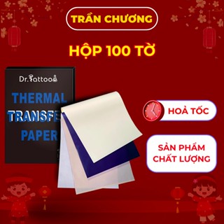 Giấy scan nhiệt hộp 100 tờ - Nét chuẩn - Không nhoè - Bám chắc. Giấy scan máy 4 lớp DR TATTOO