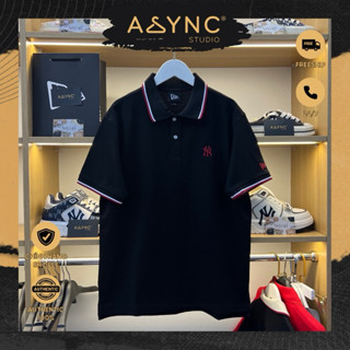 (Auth) Áo Polo New Era x MIb NY Đen Cổ Và Tay Bo Viền Trắng Đỏ Logo Thêu Trơn Basic | CODE: 14852238 - Async Studio