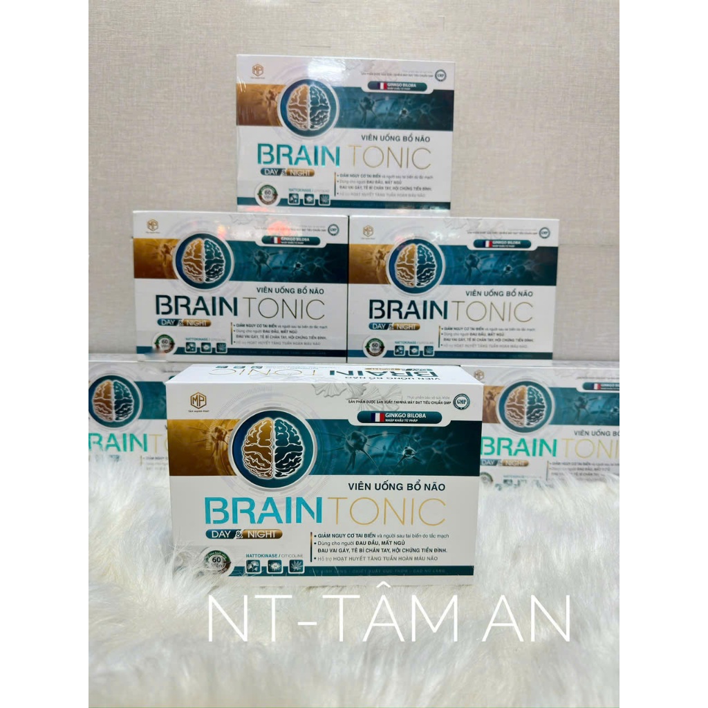 viên uống bổ não BRAIN TONIC_dùng cho người đau đầu,mất ngủ,đau vai gáy,tê bì chân tay. hộp 60 viên