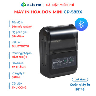 Máy in mini Bluetooth in thu tiền điện nước, thẻ cào điện thoại, Grabfood