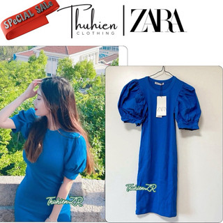 (Chính hãng size S)Váy mini ZARA 0264/816/420 body tay phồng lớn màu xanh đậm(kèm ảnh thật)