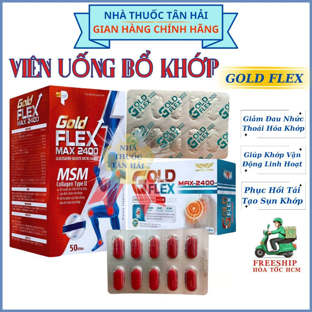 Viên uống bổ khớp GOLD FLEX MAX 2400 giúp tăng tiết dịch Khớp, giảm đau khớp, thoái hóa khớp, phục h