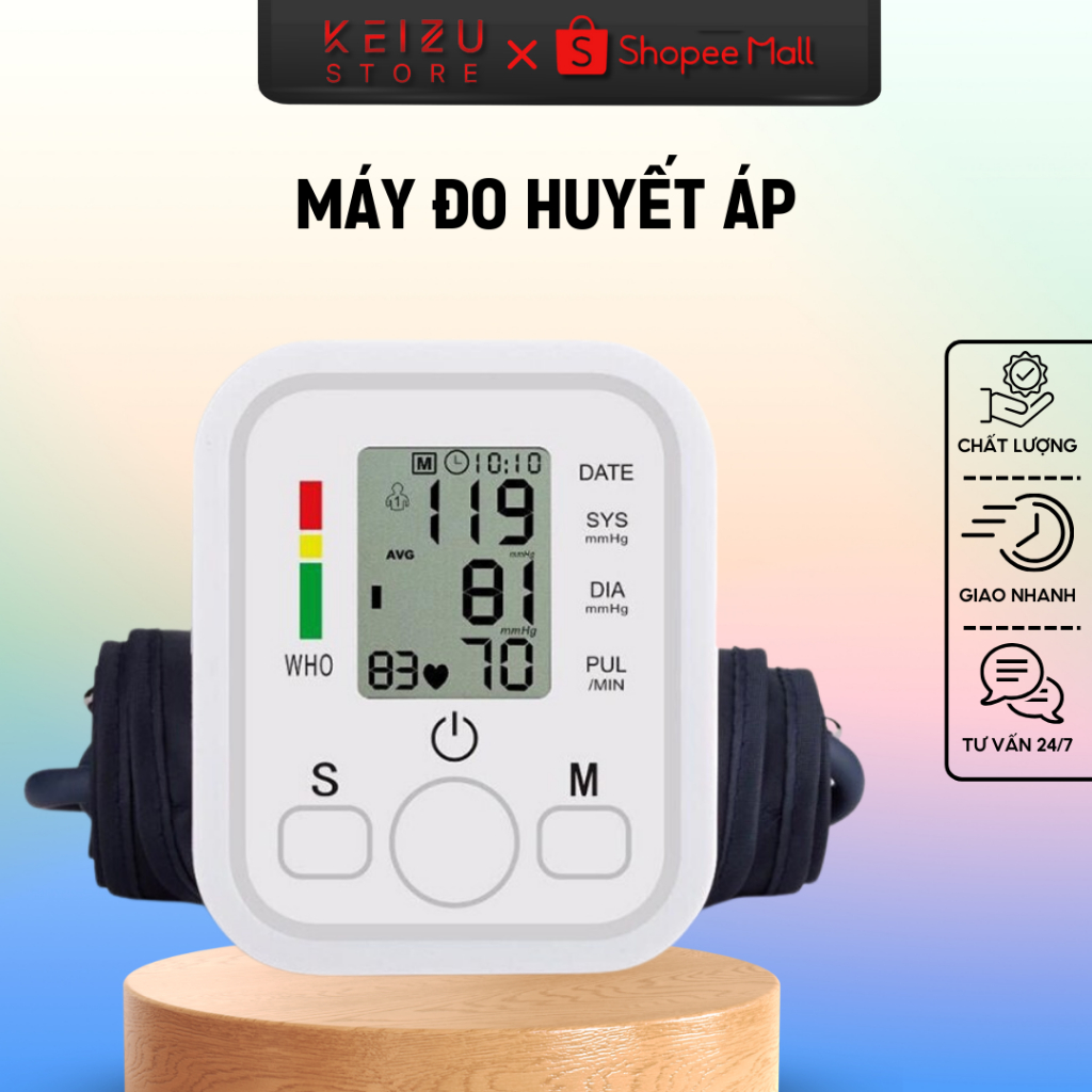 Máy Đo Huyết Áp Điện Tử Tự Động Bắp Tay AS-35L KEIZUMART, Đo Nhịp Tim Bắp Tay Có Giọng Nói Tiếng Việt