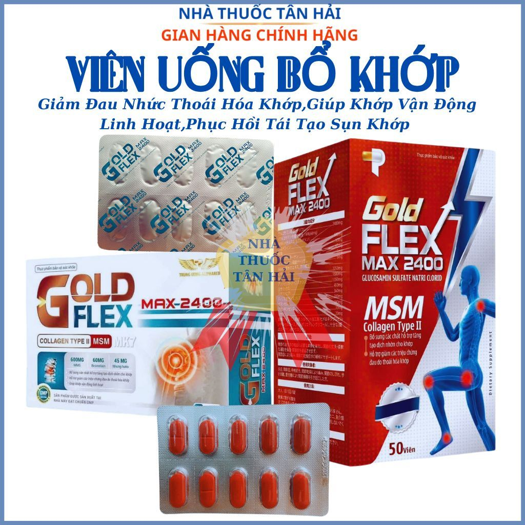 Viên bổ khớp GOLD FLEX MAX 2400 giúp tăng tiết dịch Khớp, giảm đau khớp, thoái hóa khớp, phục hồi mô