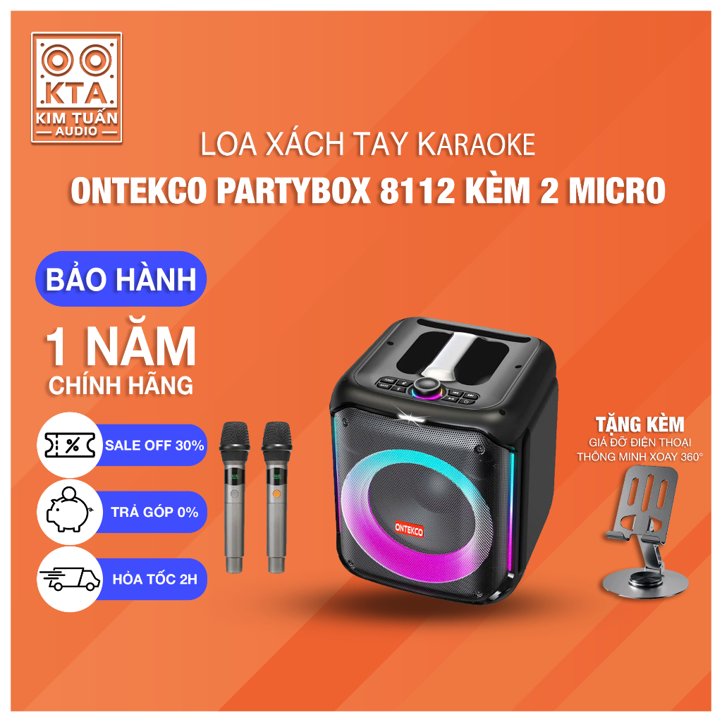 Loa Xách Tay ONTEKCO Partybox 8112 400W bass 20cm Và Partybox 6512 kèm 2 micro Bảo Hành Chính Hãng 1