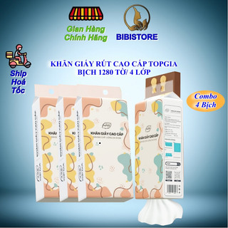  Giấy vệ sinh treo tường TopGia thùng 4 bịch đa sắc treo đa năng 1280 tờ 4 lớp  Bibistore TB  