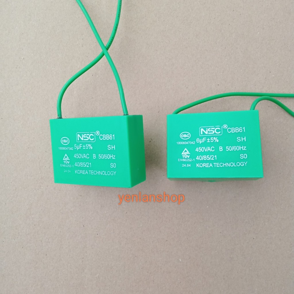 Tụ quạt công nghiệp, mô tơ nhỏ 5uF, 6uF-450V