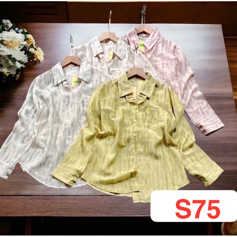 S75 Sơ mi tơ loang tay dài