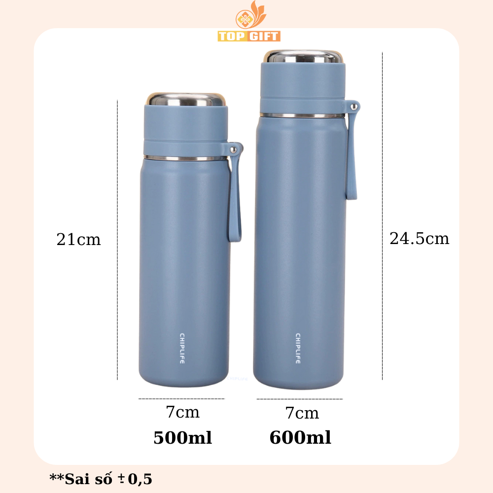 Bình giữ nhiệt SUS316 TopGifts BQ316P dung tích 500ml-600ml khắc tên theo yêu cầu | BigBuy360 - bigbuy360.vn