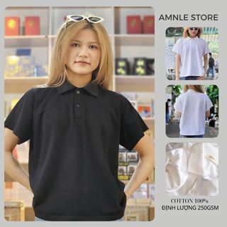 Áo thun Polo nam nữ form Boxy Unisex - AMNLESTORE - Chất liệu Cotton 250Gsm co giãn 2 chiều