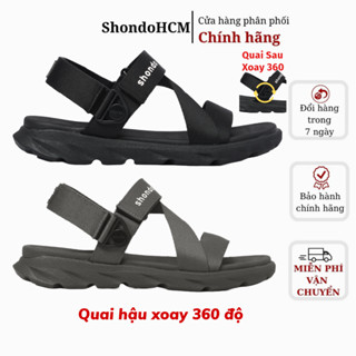 Giày Sandal Nam Nữ SHONDO F6 Sport QUAI XOAY đế cao 3.5cm Thời Trang Nhẹ Êm Đi Học, Đi Làm màu đen, xám F6X