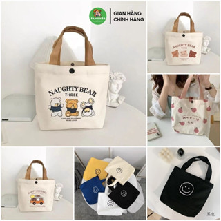 Túi Xách Vải Canvas, Túi Vải Đựng Đồ Đựng Cơm Văn Phòng, Túi Tote Nhỏ Đeo Vai Phong Cách Hàn Quốc