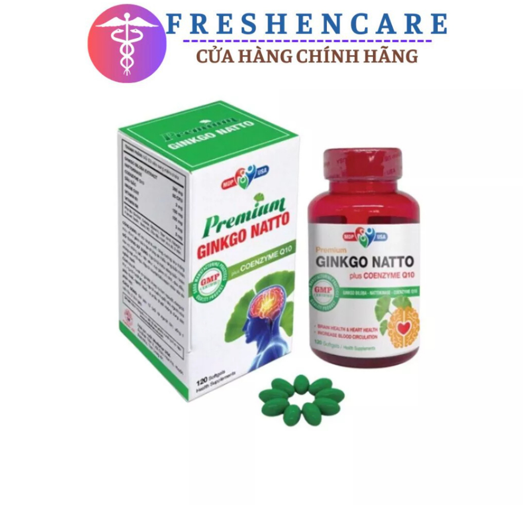 Viên uống Ginkgo Natto Plus Coenzyme Q10 Giúp hỗ trợ hoạt huyết, tăng cường lưu thông máu - Lọ 120 v