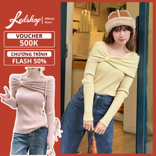  Áo Len Trễ Vai Mùa Đông Tay Dài ,Áo Len Dệt Kim Tay Dài Red Shop 302101 