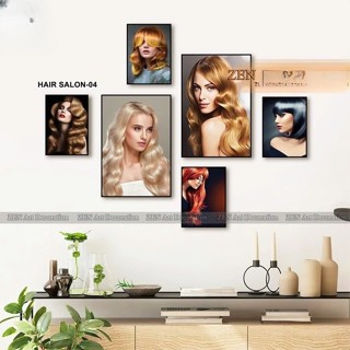 Bộ 6 tranh tóc nữ, set 6 tranh dán tường salon, tặng kèm băng dính, không cần khoan Tranh trang trí tường là vật dụng tr