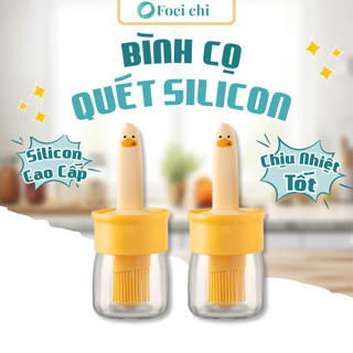 Lọ chiết dầu ăn kèm cọ quét BUNA, chổi phết gia vị, mứt, bơ hình con vịt đáng yêu