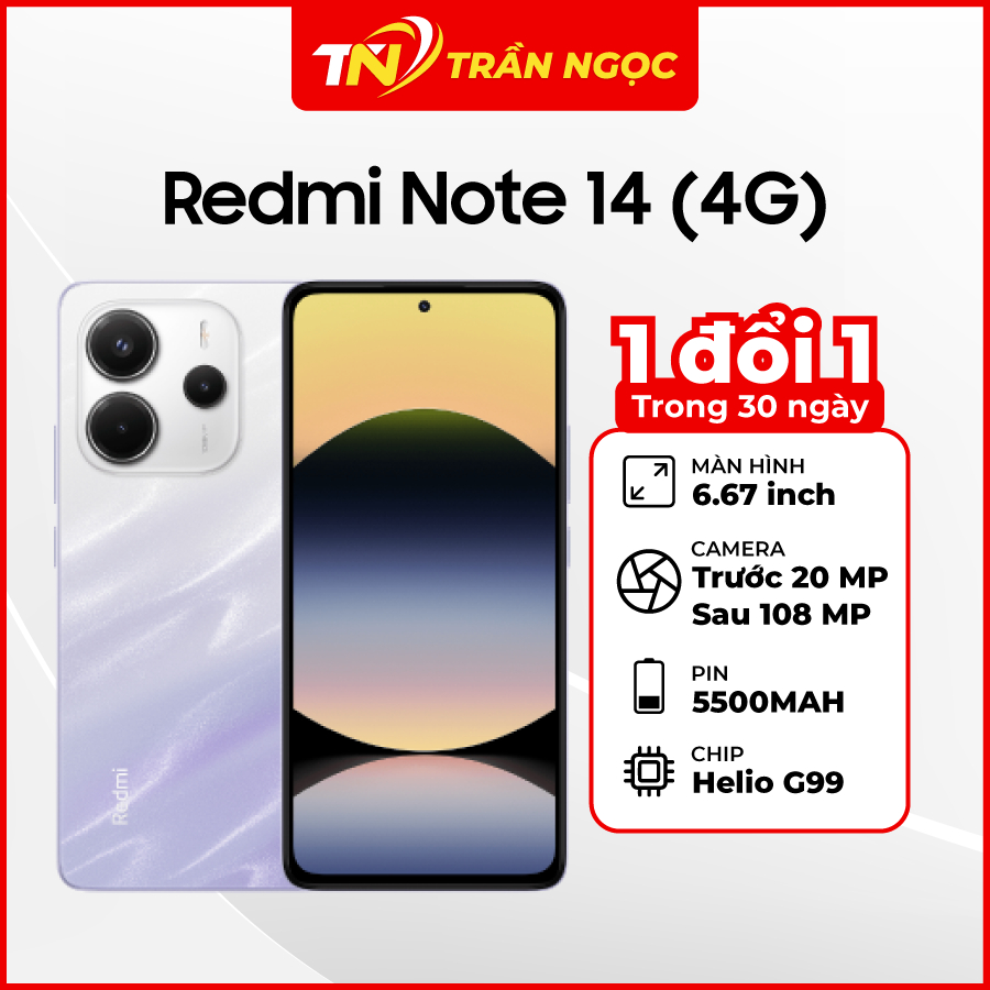 Điện thoại Xiaomi Redmi Note 14 (4G) 6GB 128GB Chính Hãng | BigBuy360 - bigbuy360.vn