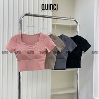Áo CARA cộc tay có sẵn đệm mút tập yoga, gym, pilates, ... QUINCI