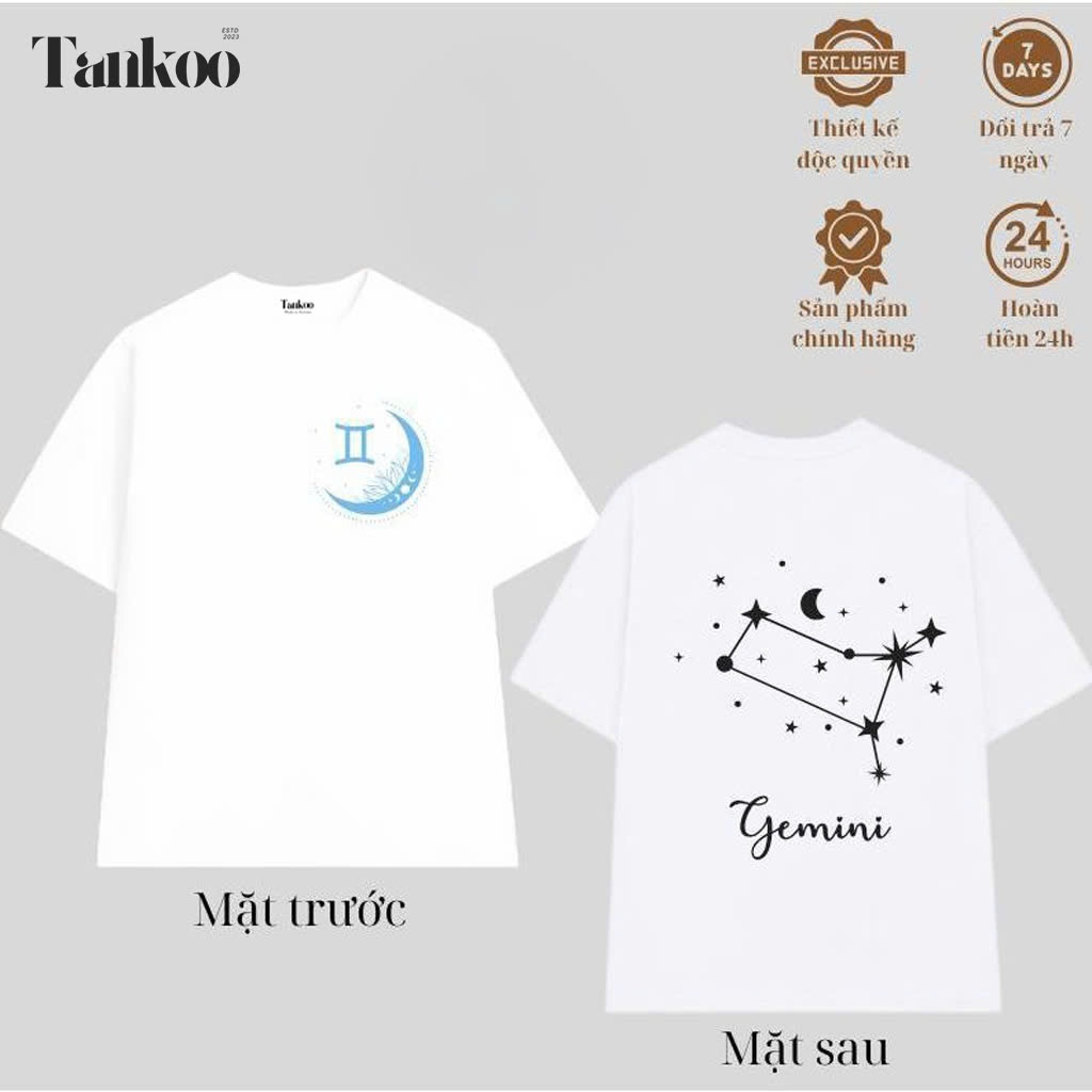 Áo Thun Nam Nữ Unisex In Hình Cung Hoàng Đạo, Cung Hoàng Đạo SONG TỬ (GEMINI)  Cotton mát mẻ, thoáng