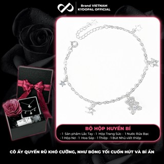 Lắc tay bạc nữ KYDOPAL mix charm ngôi sao treo măt gấu đính đá xinh xắn trang sức 925 - PAL9C1L2