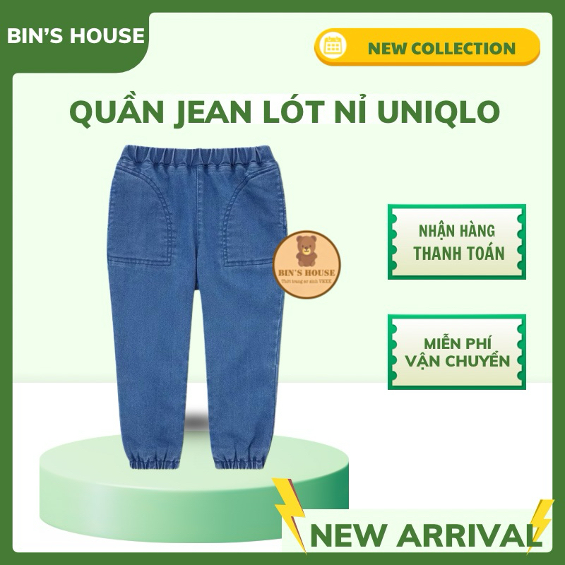 Quần jean lót nỉ Uniqlo cho bé sz 1-3y