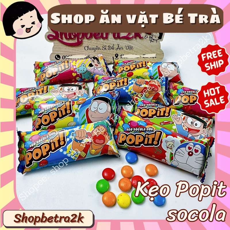 [Bịch/20 gói]  Kẹo socola sữa Popit, socola vỏ giòn