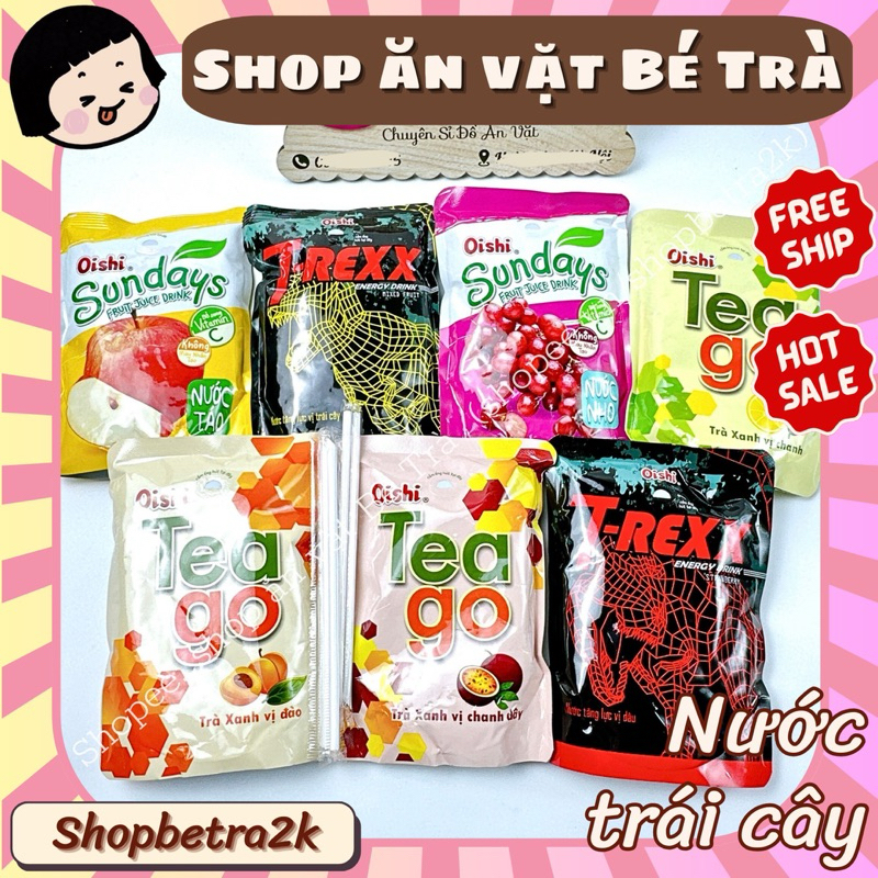 Nước trái cây Oishi các vị (túi 180gr kèm ống hút)