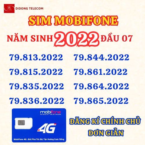 Sim năm sinh phong thủy , số đẹp mobifone nguyên kít đầu 07 , sim trả trước