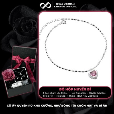 [HCM Hỏa Tốc] Lắc chân bạc nữ KYDOPAL hạt gạo cá tính treo Charm tim hồng dễ thương trang sức 925 - PAL9C1L3