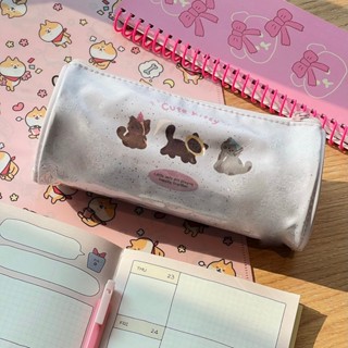  Túi đựng bút hình mèo kem dâu dễ thương chất liệu PVC chống nước và dễ vệ sinh túi đựng văn phòng phẩm Pencil case 