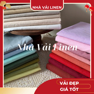 Vải linen Tưng Trơn Sợi Tự Nhiên Bề Mặt Mềm Mịn Thấm Hút Tốt Phù Hợp Cho Da Nhạy Cảm - Nhà Vải Linen