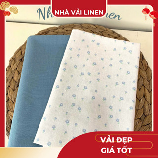  Vải Linen Bột Nhà vải Linen Hoạ Tiết Hoa Xanh Biển Mềm Mại Độ Dày Vừa Đủ Chất Liệu An Toàn Cho Da 