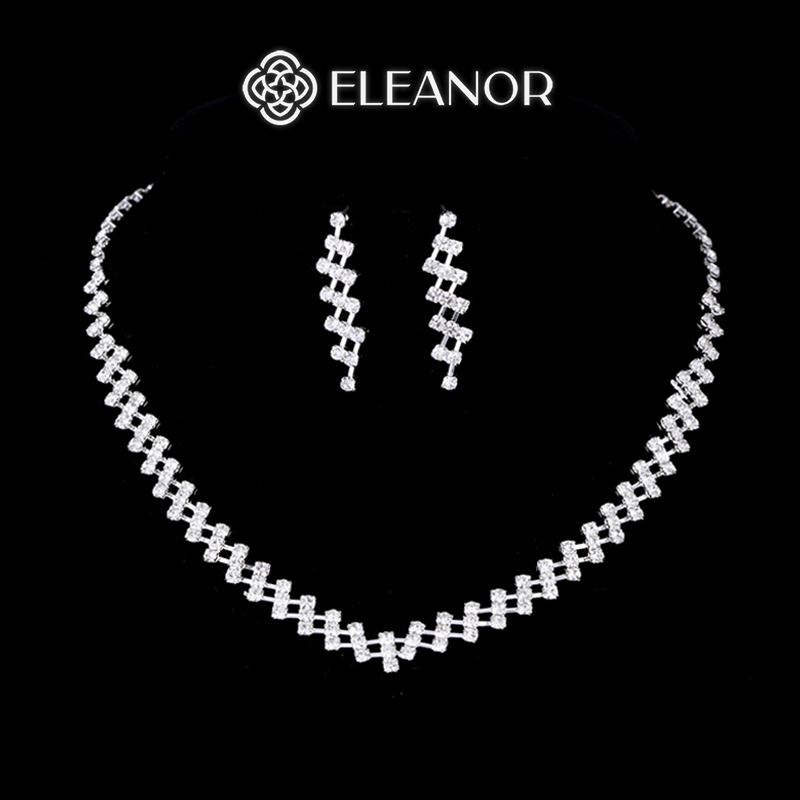 Dây chuyền bông tai nữ Eleanor Accessories bộ trang sức đính đá cao cấp phụ kiện trang sức 5122