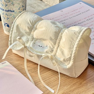 Bút đựng dễ thương mèo nhỏ Milk Puff, túi đựng bút nơ xinh xắn, dụng cụ văn phòng phẩm