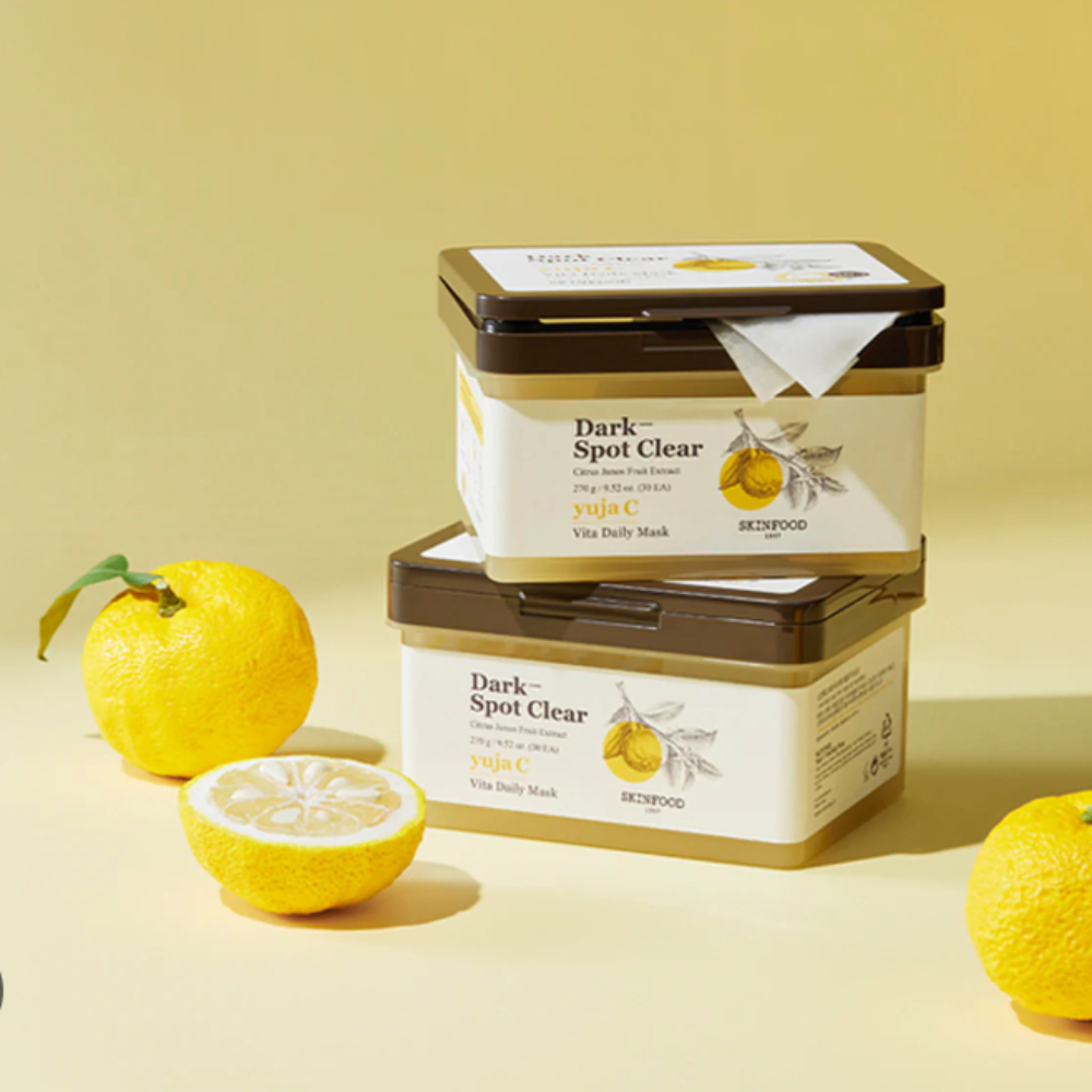 Hộp 30 miếng mặt nạ Skinfood Carrot Carotene Daily Mask, Potato Madecassoside, Dark Spot Clear Yuja Vita