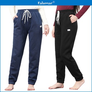  Quần Dài Nữ FALUMAR Form Cơ Bản Nỷ Bông Dày Dặn Có Túi Quần Jogger Nữ Trần Bông Ấm Áp Cạp Chun Dây Rút Bo Chun Gấu 