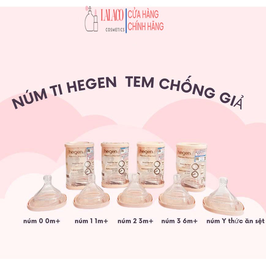 Núm ti thay thế bình sữa Hegen 0m+, 3m+, 6m+ và Y cắt 6m+