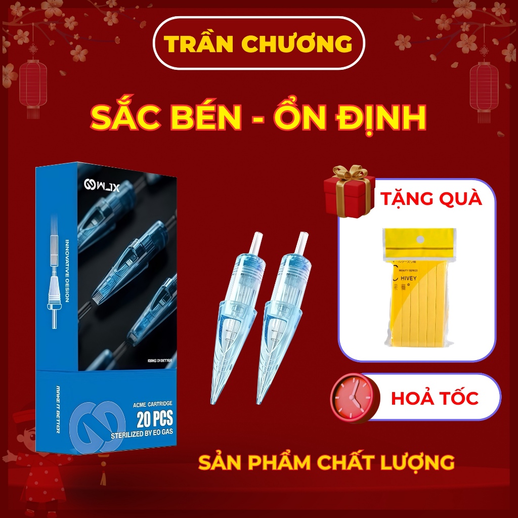 Kim xăm máy pen tattoo - kim đạn đi nét  Size RL - RS. Kim xăm WJX hộp 20 cái siêu sắc bén.