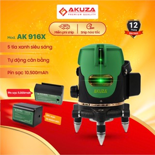 Máy cân bằng laser AKUZA AK-916 tia xanh 2024,điều khiển từ xa motor xoay bóng LED siêu sáng